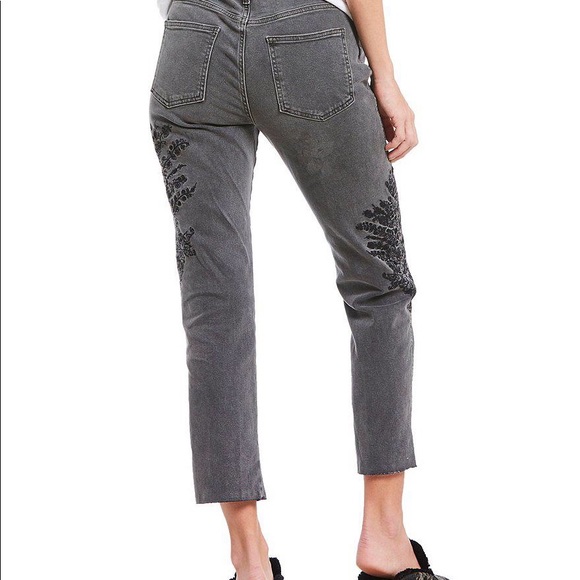 GORGEOUS Embroidered Free People Gray Jeans - Picture 2 of 7
